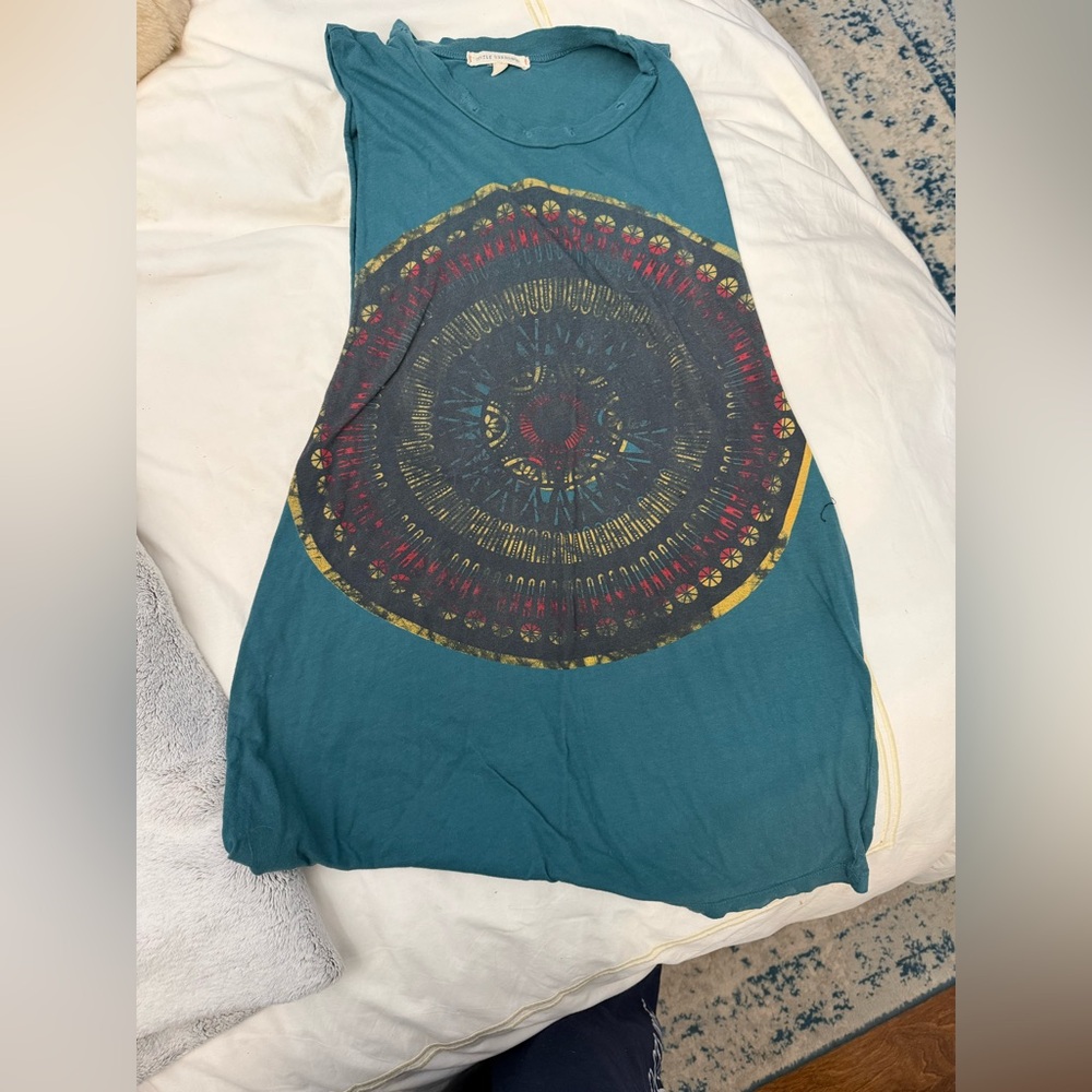 Urban Outfitters Blue Muscle Tee with Artistic Pattern
